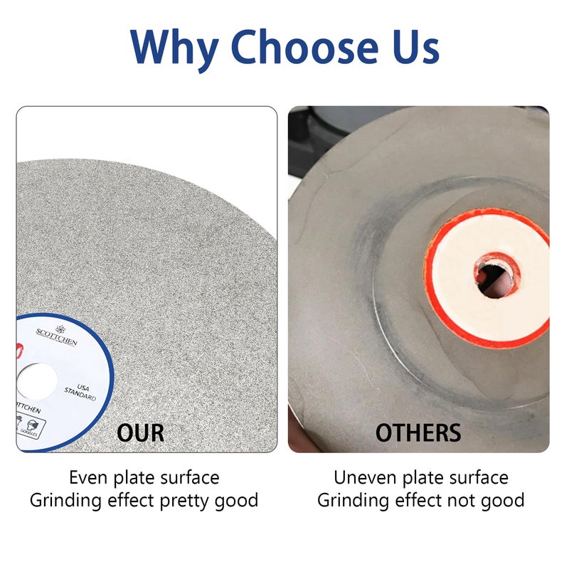 SCOTTCHEN Diamond Flat Lap Wheel 8" x 1/2" Grinding Sanding Disc Lapping Polishing Disc-120 Grit - Image 4